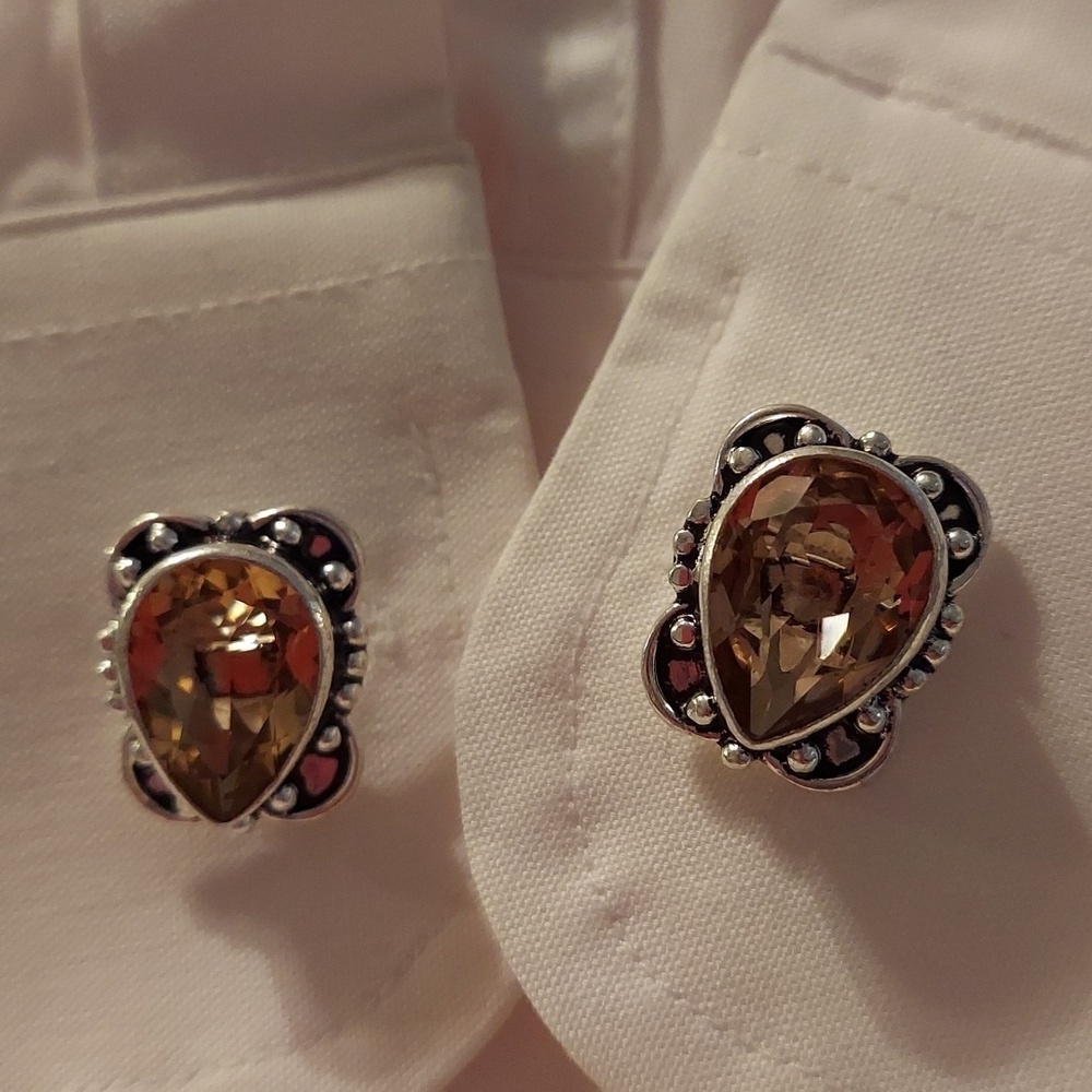 Morganite Sterling Silver Cuff Links - Picture 1 of 4